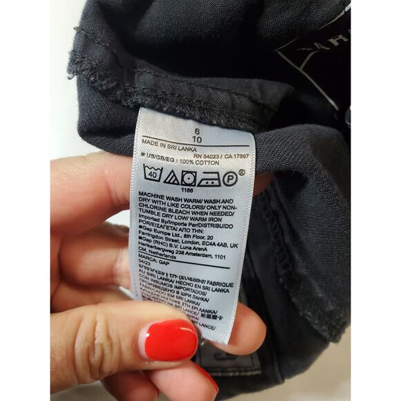 Gap Womens 8 Pants LOOSE KHAKI CARGO‎ Utility 100% Cotton Wide Leg Muted Black - Picture 8 of 13